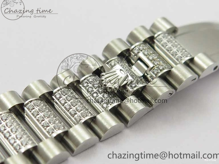 MiroTime 0128 Day-Date 36mm 128239 SS Crystal BP Best Edition White MOP Crystal Marker Dial on SS President Bracelet A MoistureWicking 2682